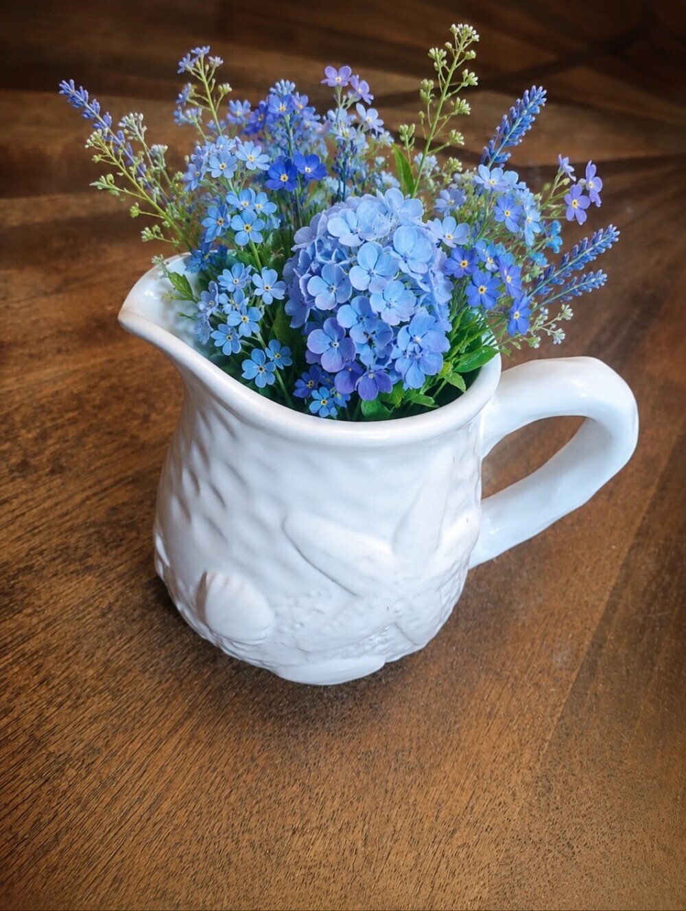 Home Essentials White Embossed Sea Creamer Pitcher Ceramic Creamer Mug Coastal